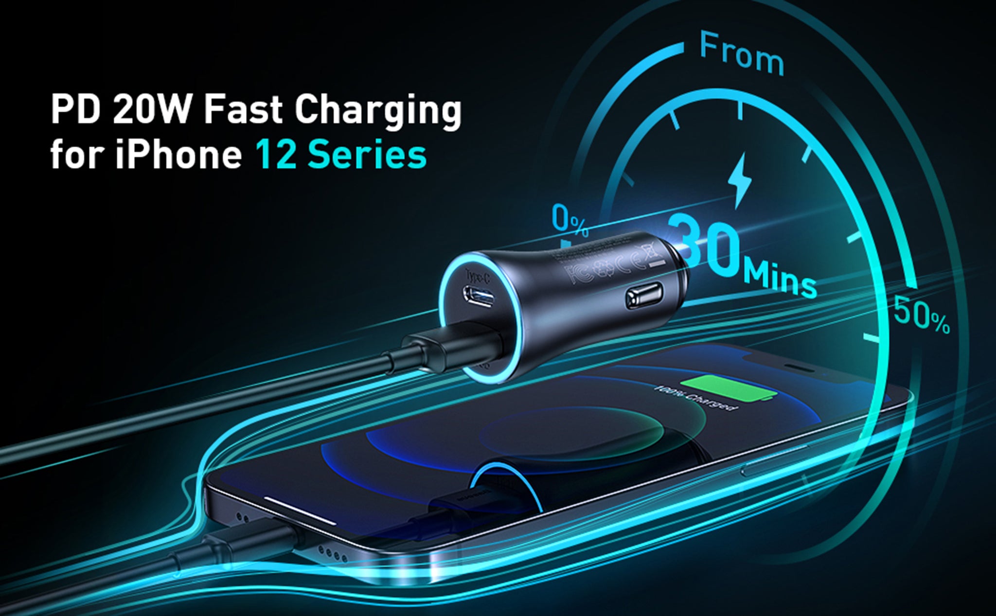 Baseus USB-A+USB-C Car Charger 40W